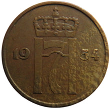 Load image into Gallery viewer, 1954 Norway 5 Ore Coin
