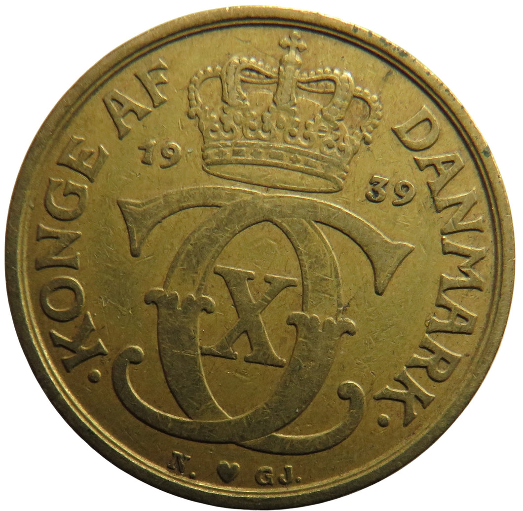 1939 Denmark One Krone Coin