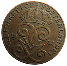 Load image into Gallery viewer, 1932 Sweden 2 Ore Coin
