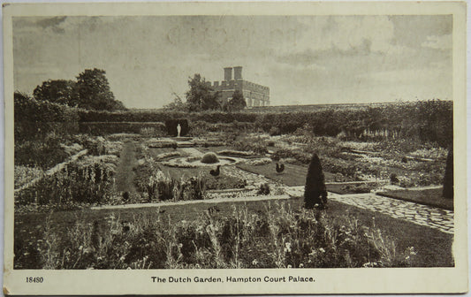 Vintage Postcard of The Dutch Garden, Hampton Court Palace