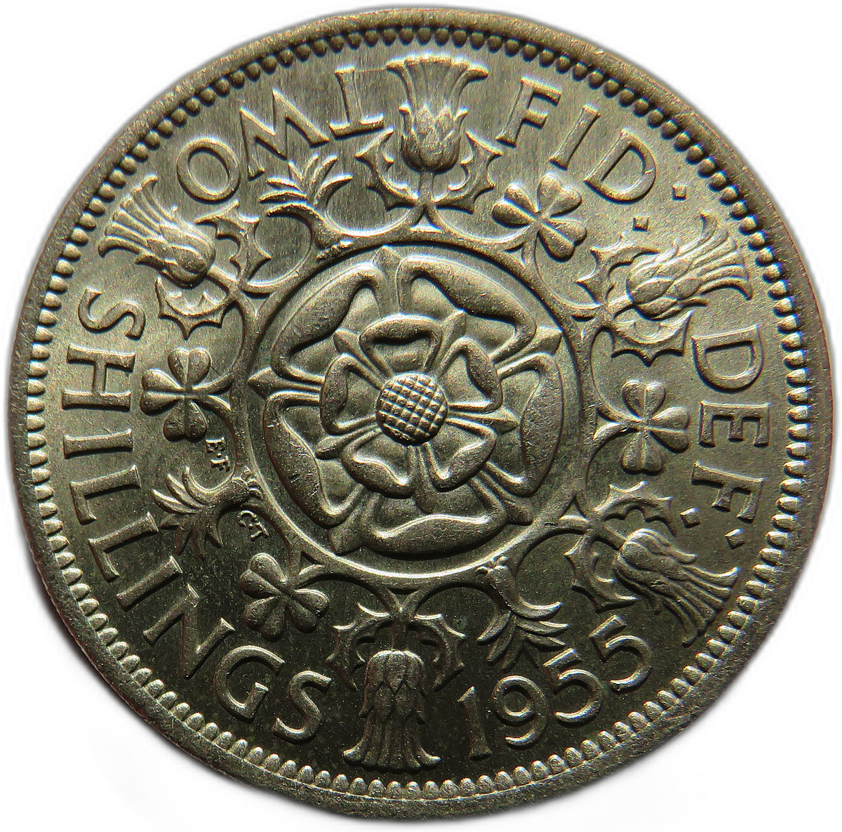1955 Queen Elizabeth II Florin / Two Shillings Coin In High Grade - Great Britain