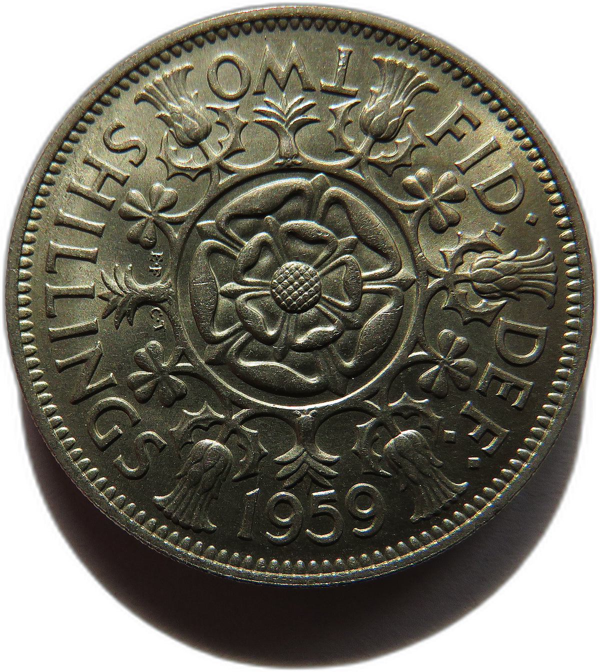 1959 Queen Elizabeth II Florin / Two Shillings Coin In High Grade - Great Britain