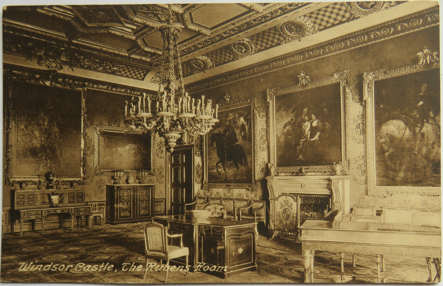 Vintage Postcard of Windsor Castle, The Rubens Room
