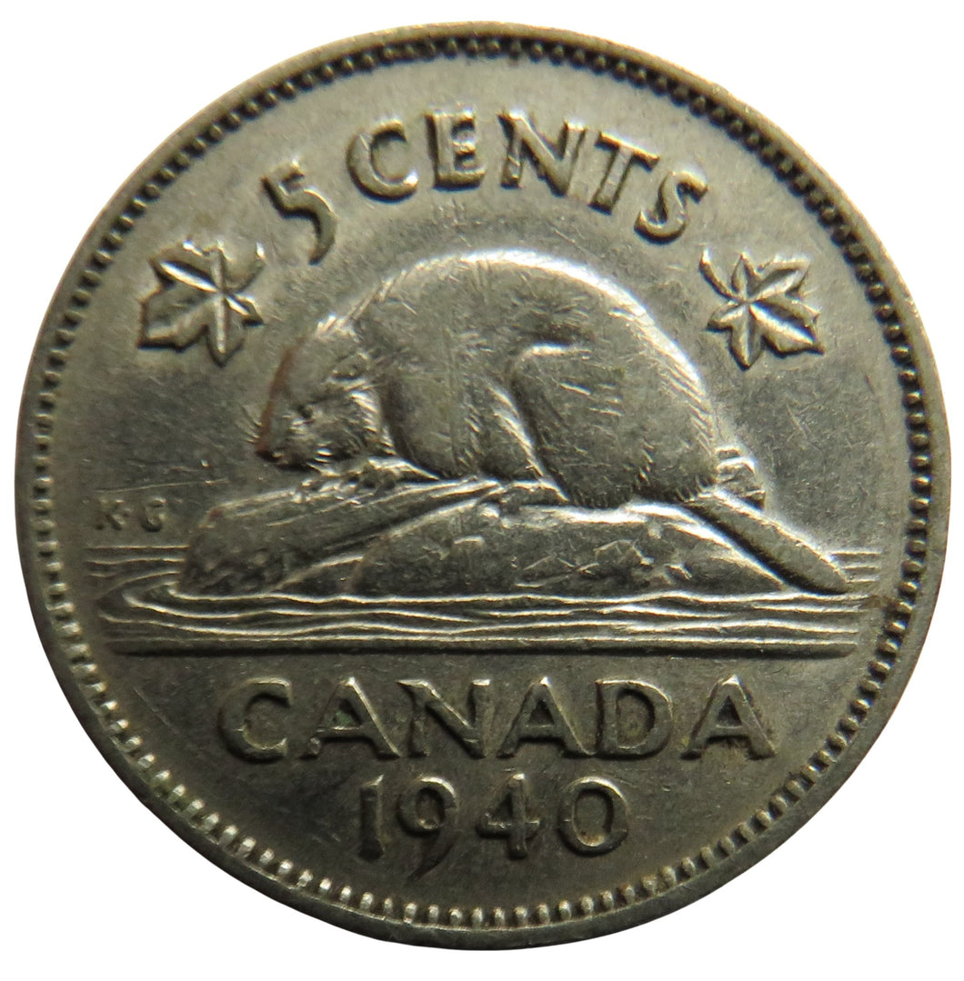 1940 King George VI Canada 5 Cents Coin