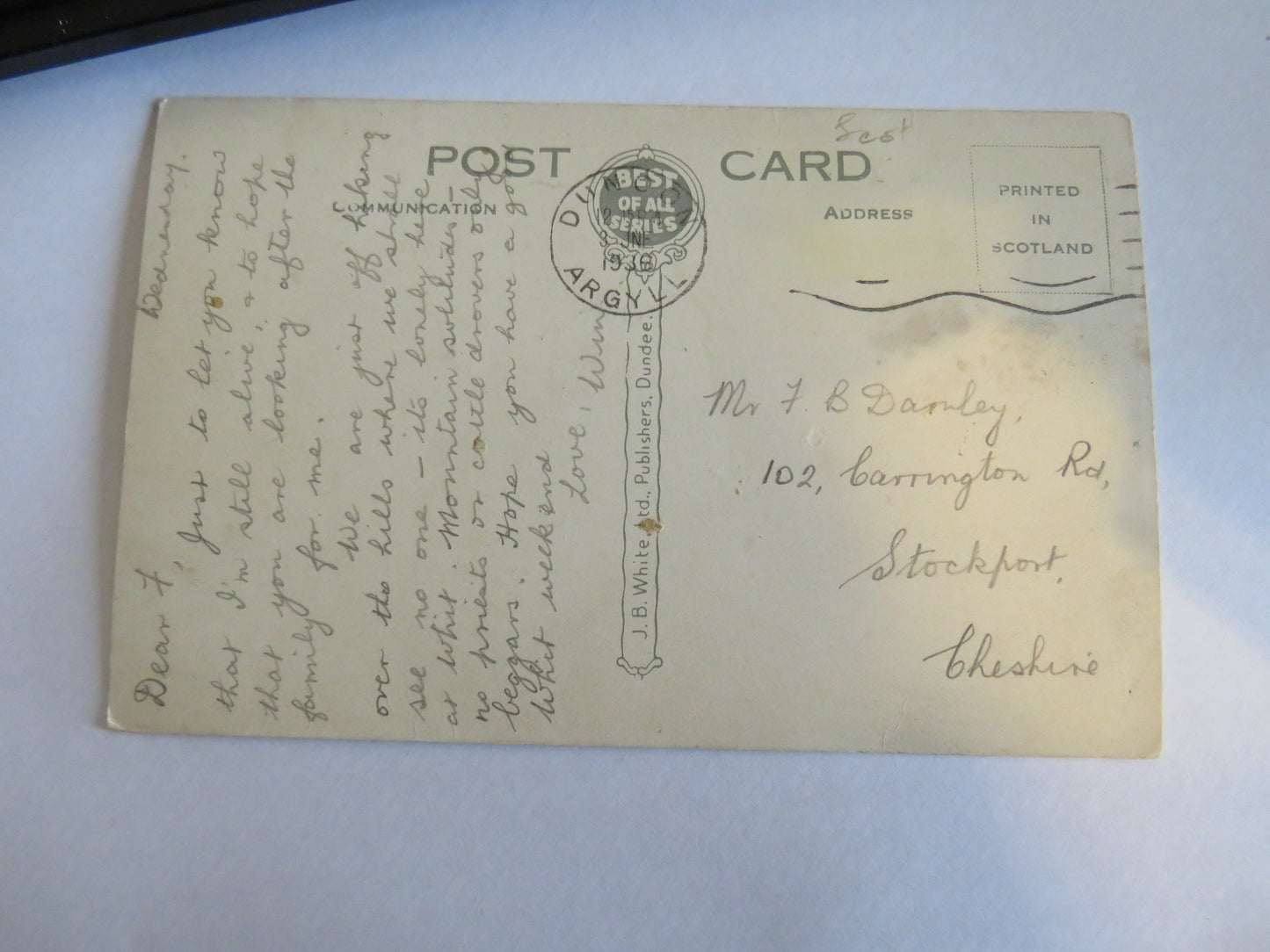 Old Postcard Of Mountain and Moorland, The Trossachs, Aberfoyle Road