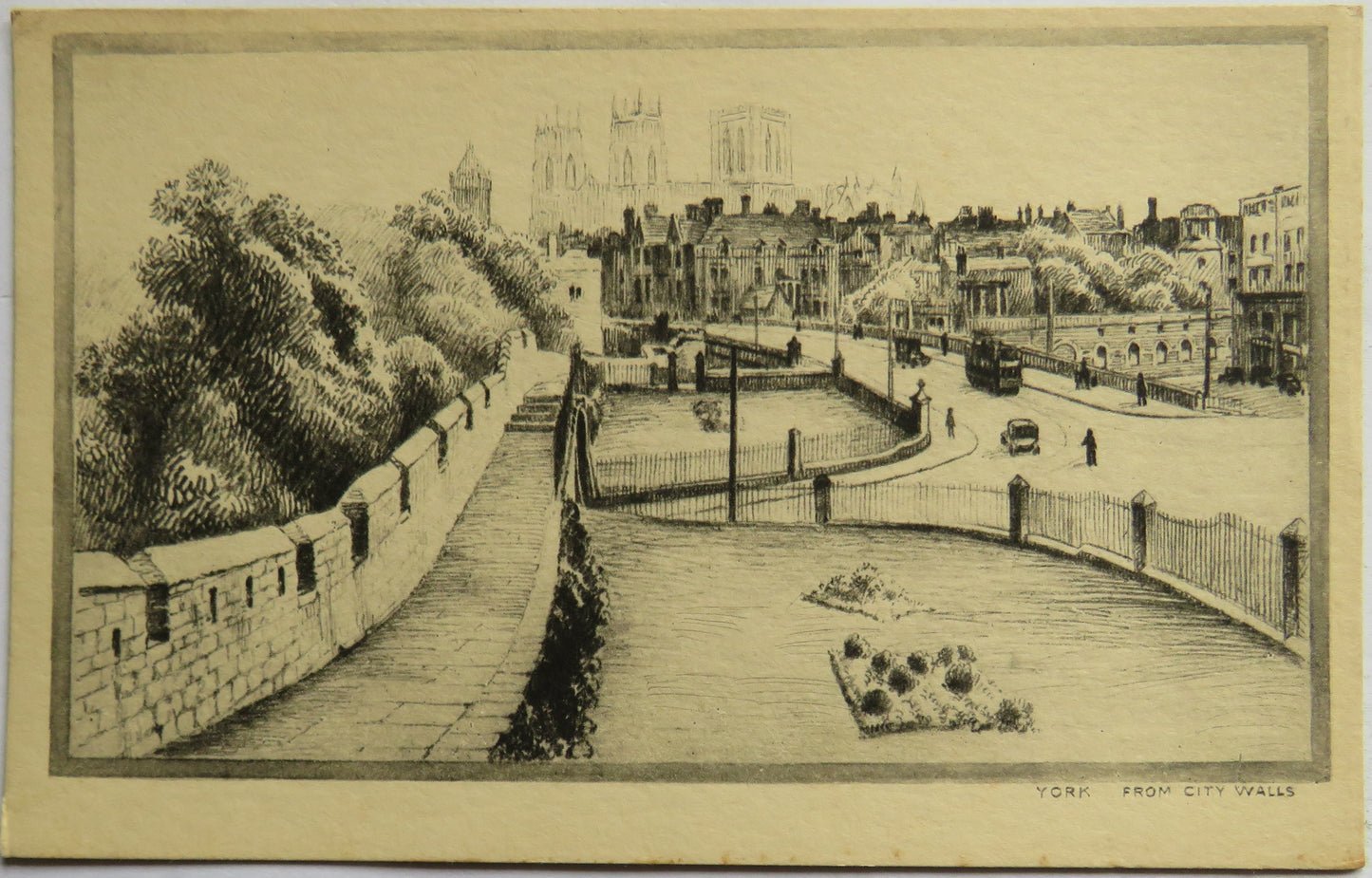 Vintage Postcard of York from City Walls