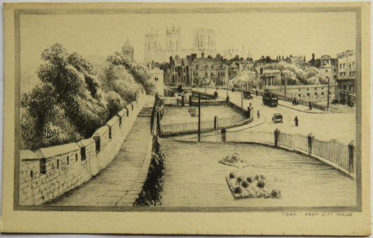 Vintage Postcard of York from City Walls