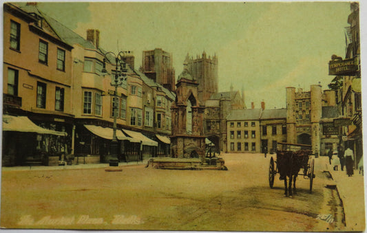 Vintage Postcard of The Market Place, Wells