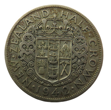 Load image into Gallery viewer, 1942 King George VI New Zealand Silver Halfcrown Coin
