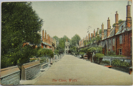 Vintage Postcard of The Close, Wells