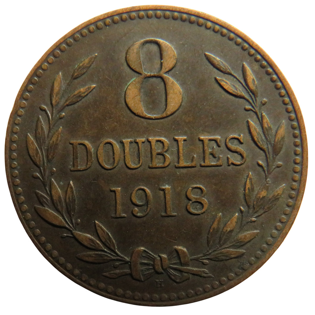 1918 Guernsey 8 Doubles Coin