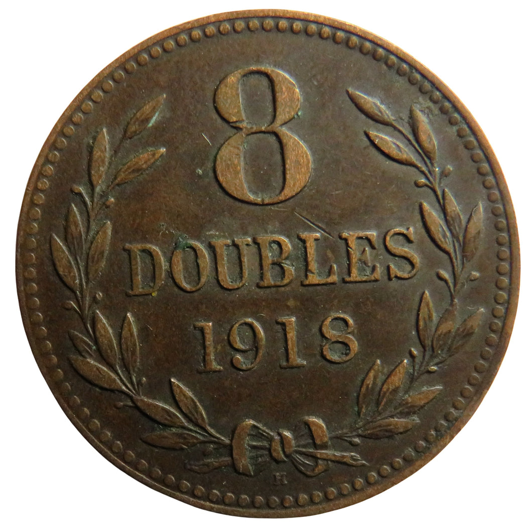 1918 Guernsey 8 Doubles Coin