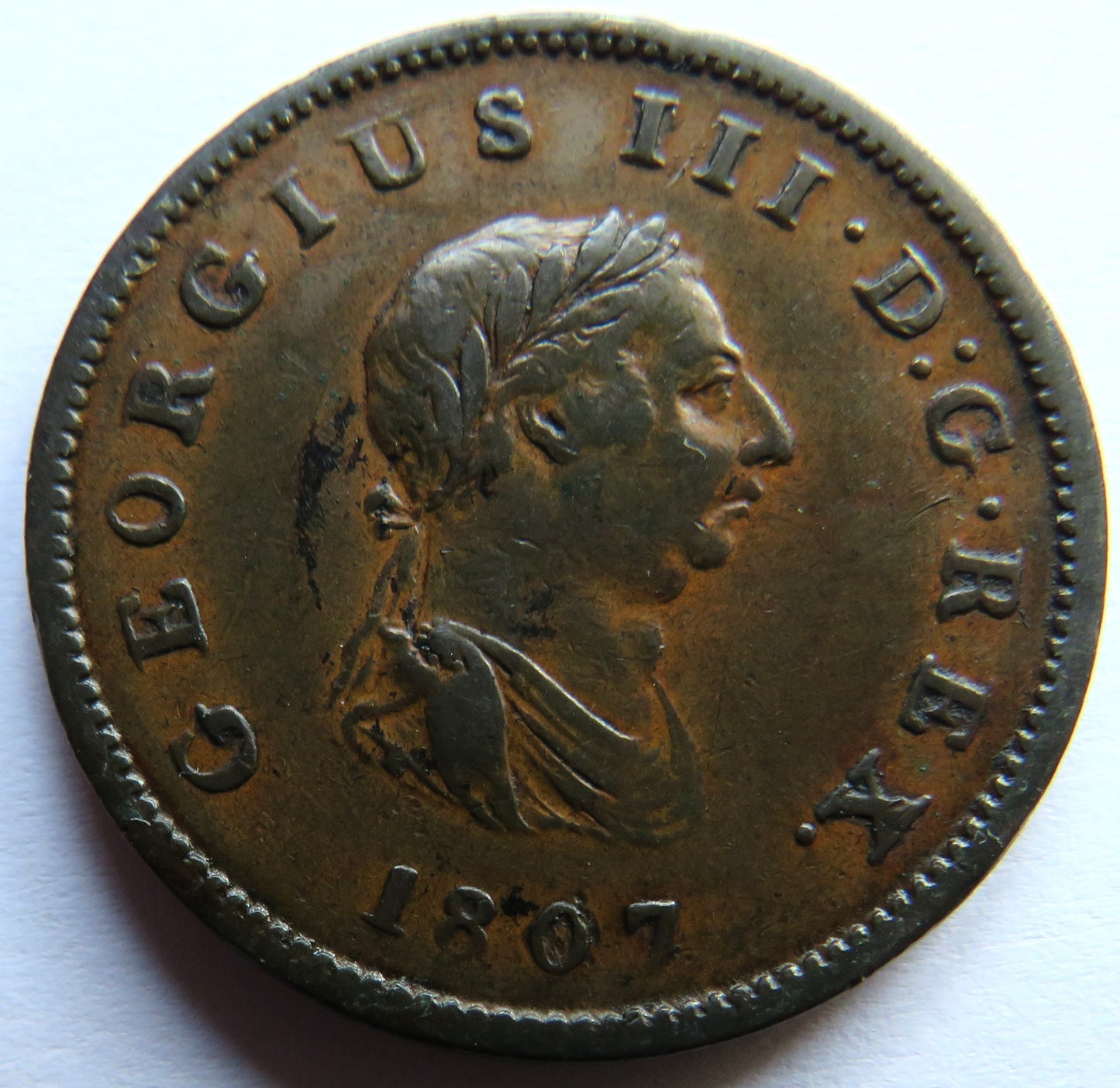 1807 King George III Halfpenny Coin - Great Britain