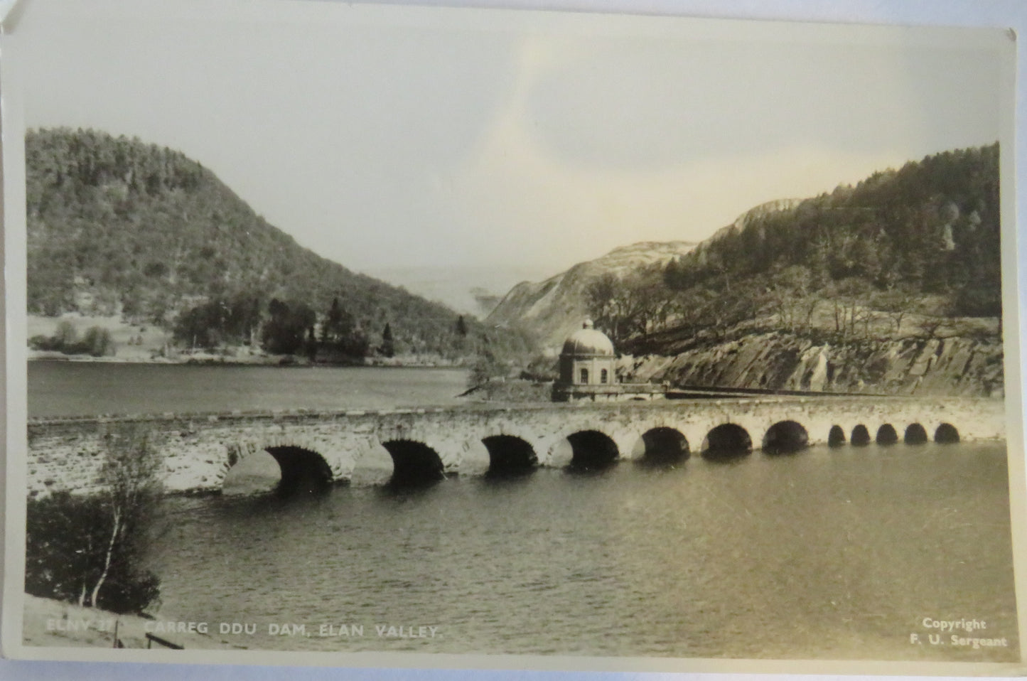 Old Postcard Of Elnv 27 Carreg Ddu Dam, Elan Valley