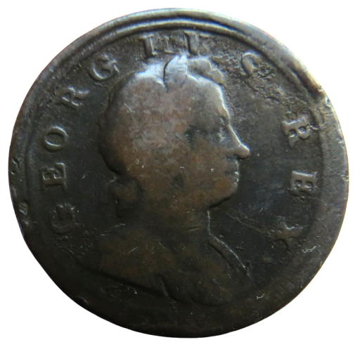 1724 King George I Halfpenny Coin - Great Britain