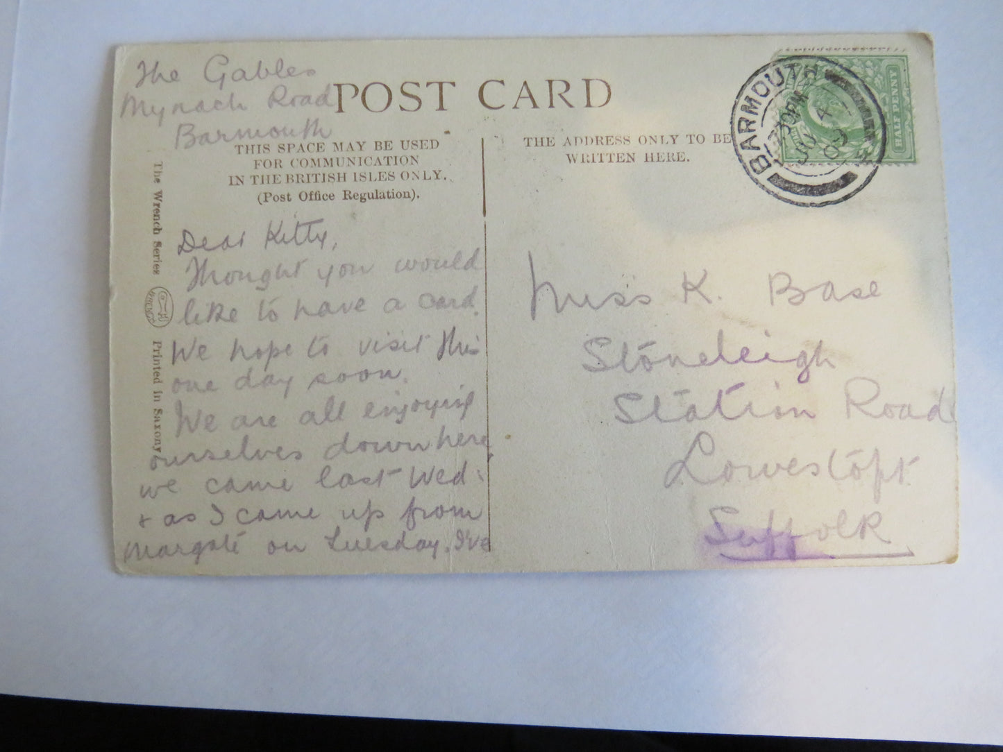 Old Postcard Of Dolgelly Precipice Walk 1909