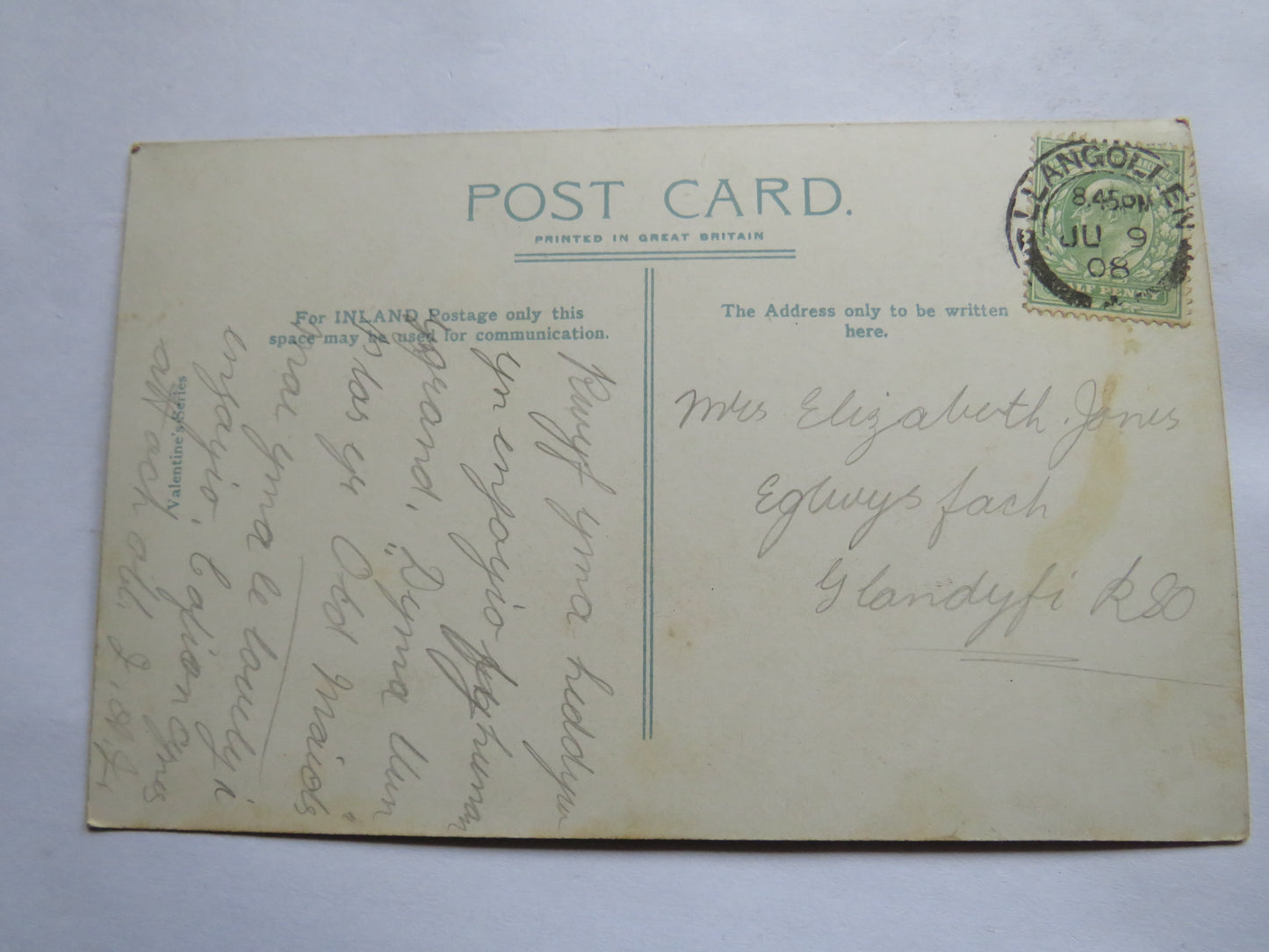 Vintage Postcard of Plas Newydd, Llangollen, 1908