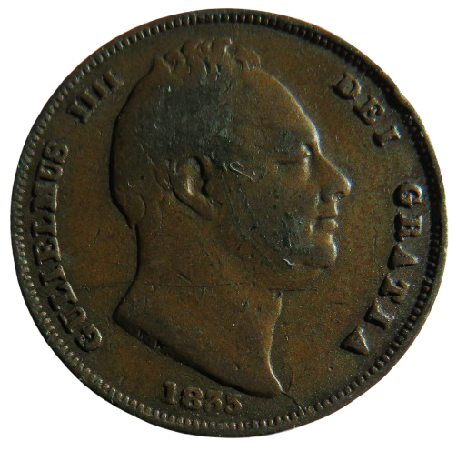 1835 King William IV Farthing Coin - Great Britain