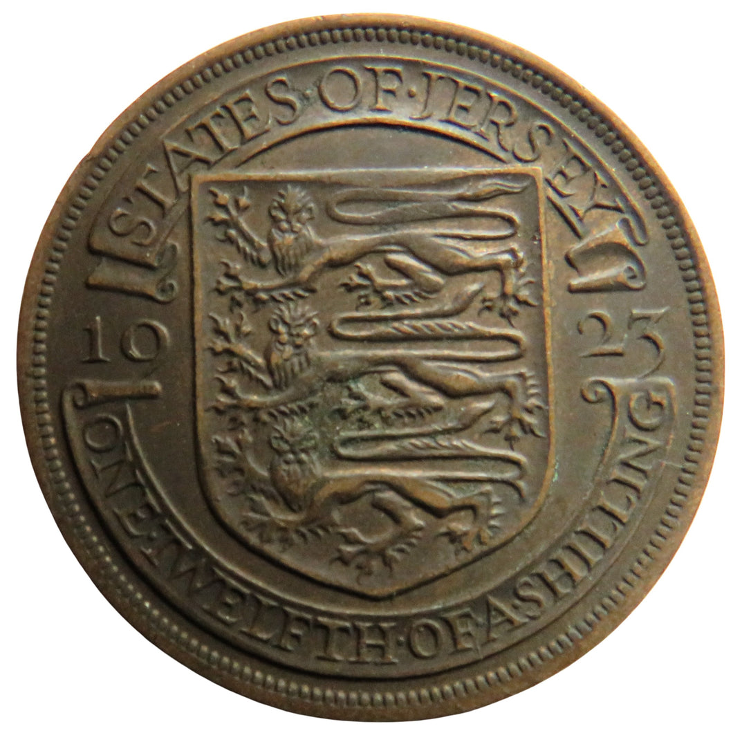 1923 King George V States of Jersey 1/12th of a Shilling Coin