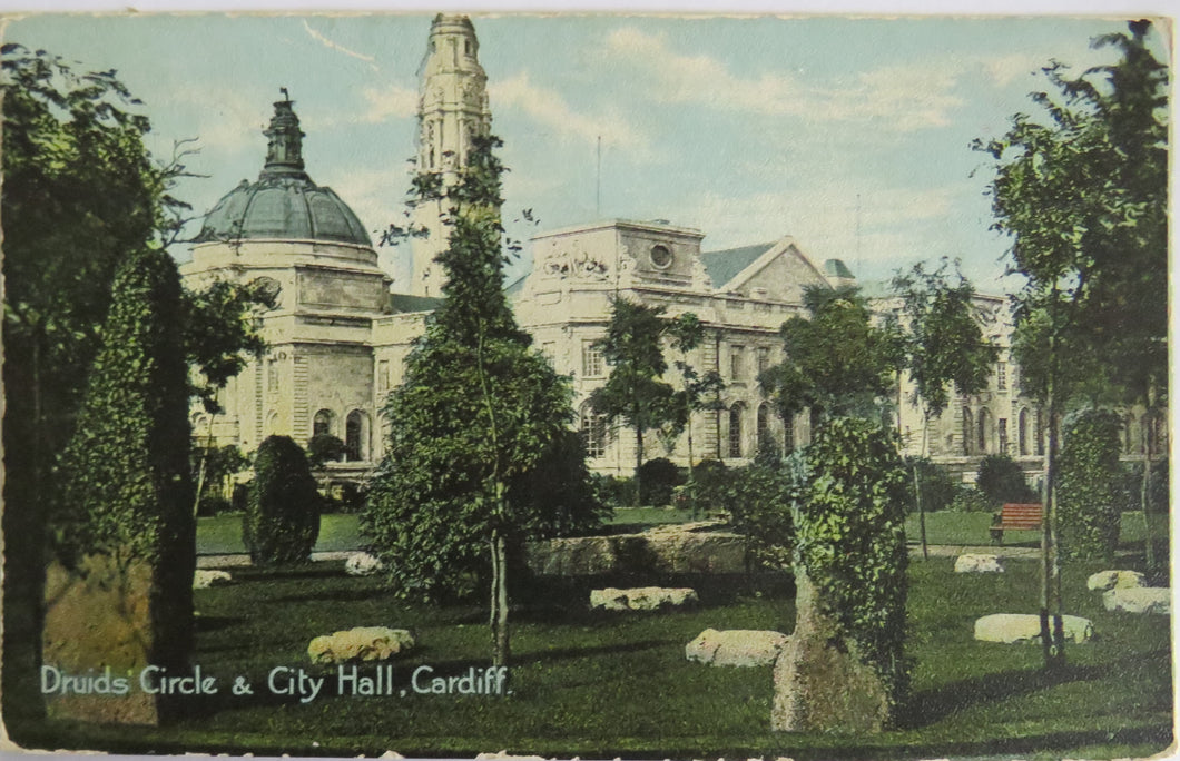 Old Postcard Of Druids Circle & City Hall, Cardiff