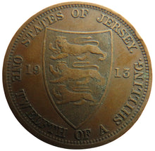 Load image into Gallery viewer, 1913 King George V States of Jersey 1/13th of a Shilling Coin
