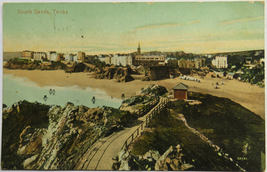 Vintage Postcard of South Sands, Tenby