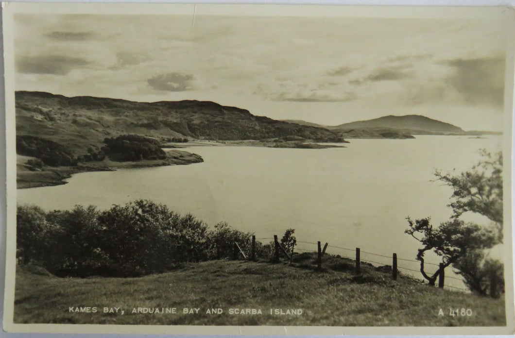 Old Postcard Of Kames Bay, Arduaine Bay and Scarba Island