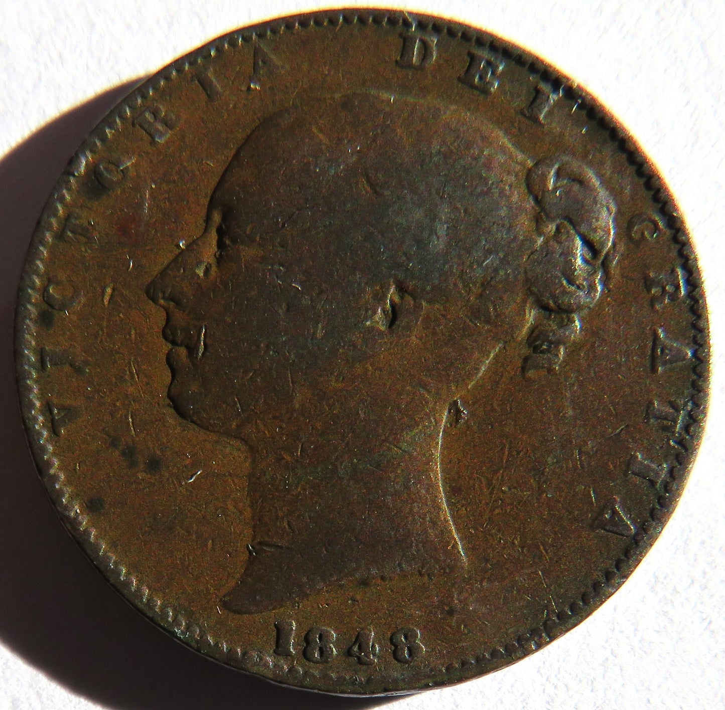 1848 Queen Victoria Young Head Farthing Coin - Great Britain