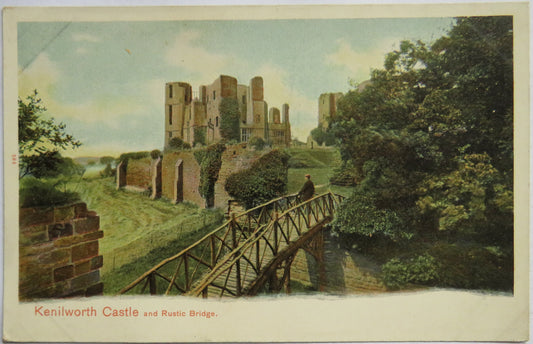 Vintage Postcard of Kenilworth Castle and Rustic Bridge