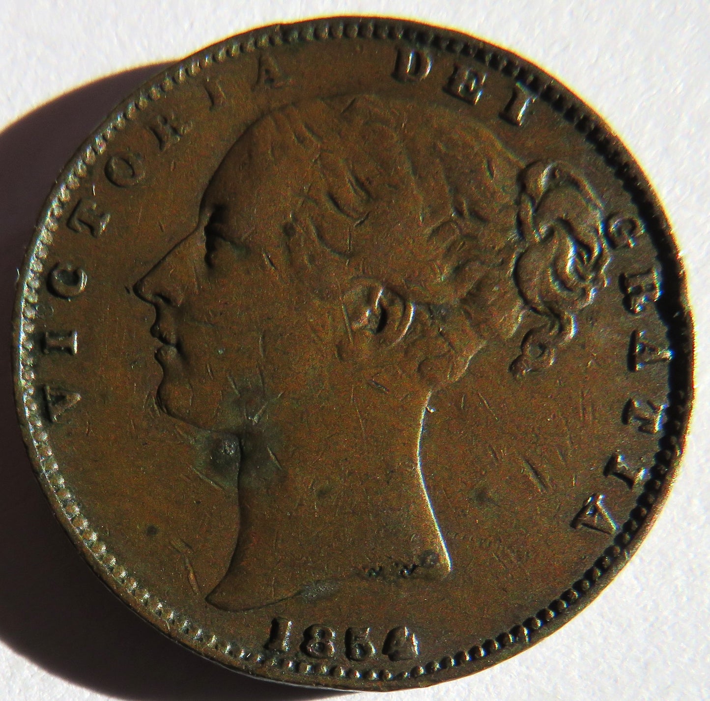 1854 Queen Victoria Young Head Farthing Coin - Great Britain
