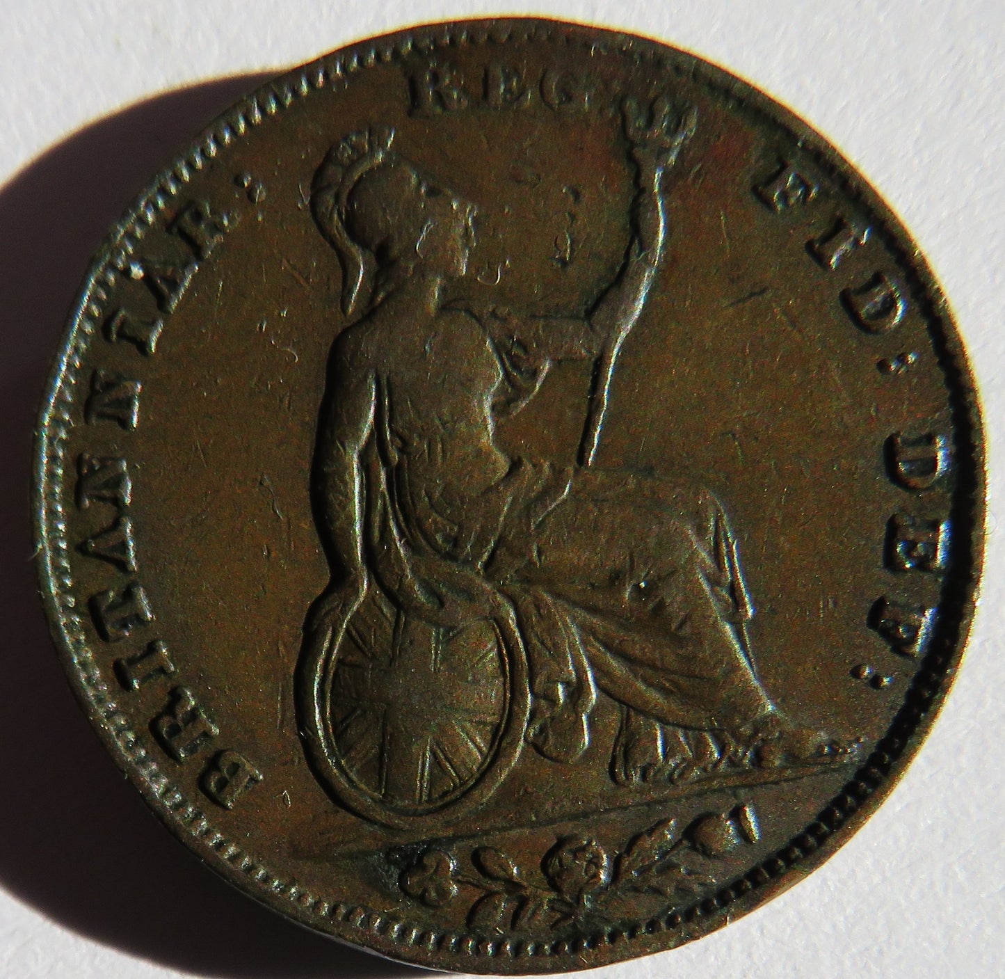 1854 Queen Victoria Young Head Farthing Coin - Great Britain