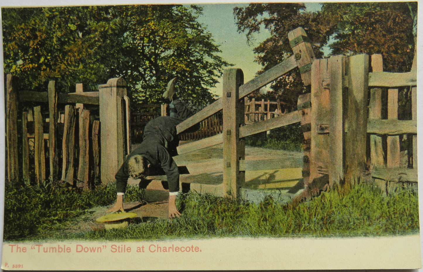 Vintage Postcard of The "Tumble Down" Stile at Charlecote