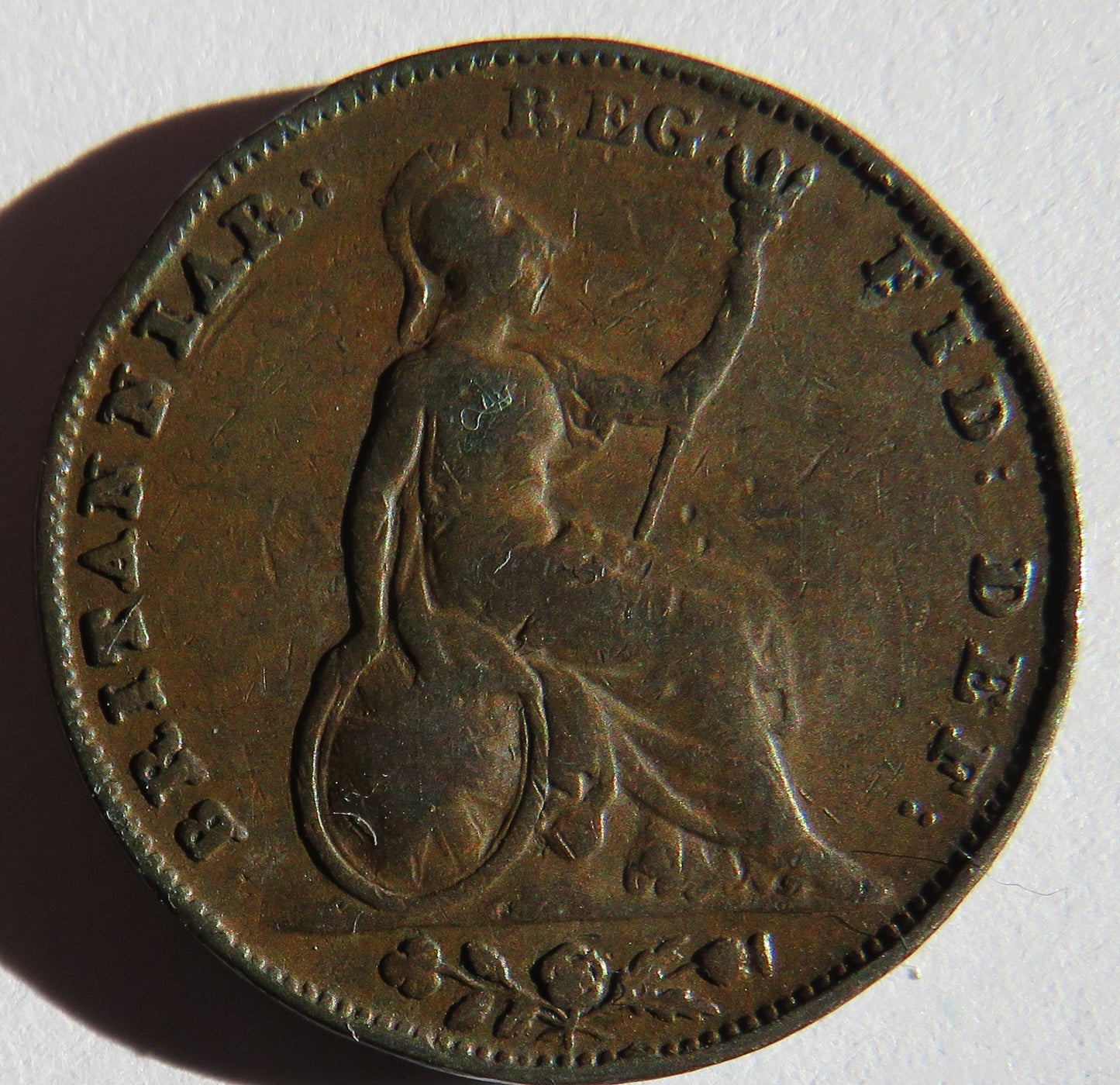1845 Queen Victoria Young Head Farthing Coin - Great Britain