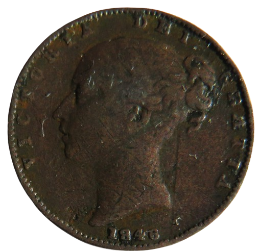 1846 Queen Victoria Young Head Farthing Coin - Great Britain