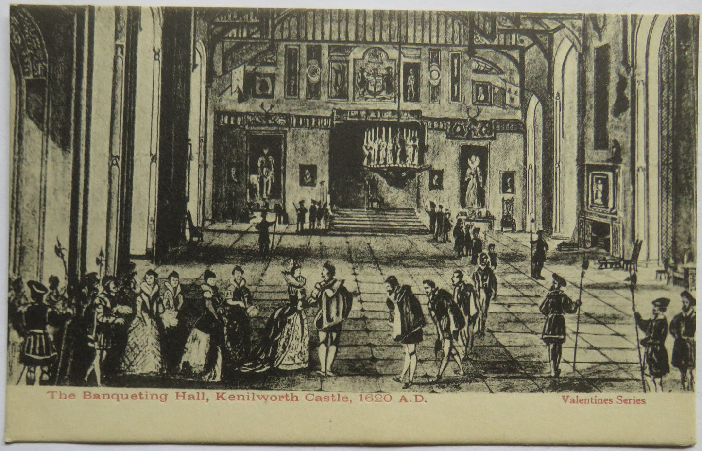 Vintage Postcard of The Banqueting Hall, Kenilworth Castle, 1620 A.D.