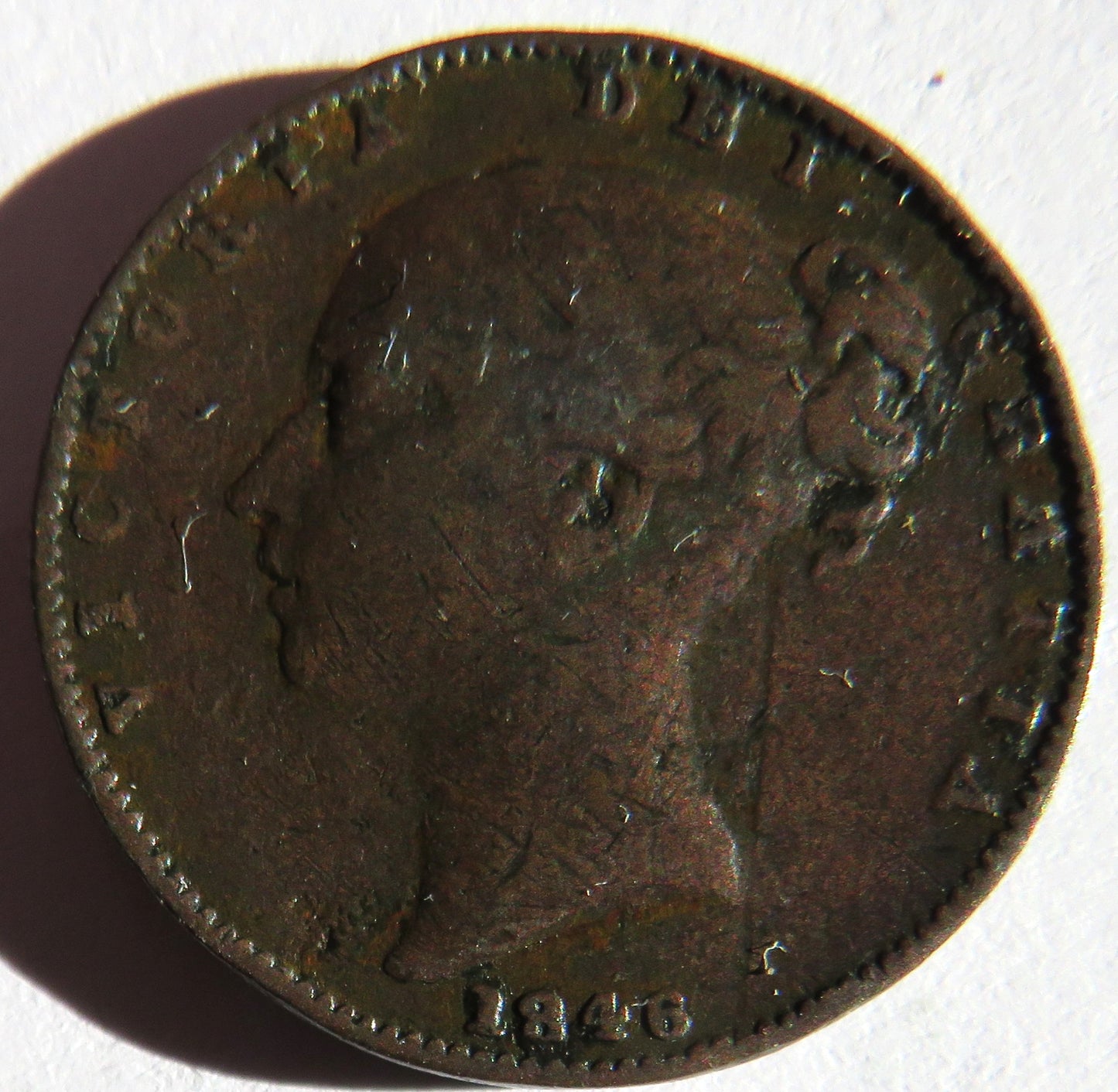 1846 Queen Victoria Young Head Farthing Coin - Great Britain