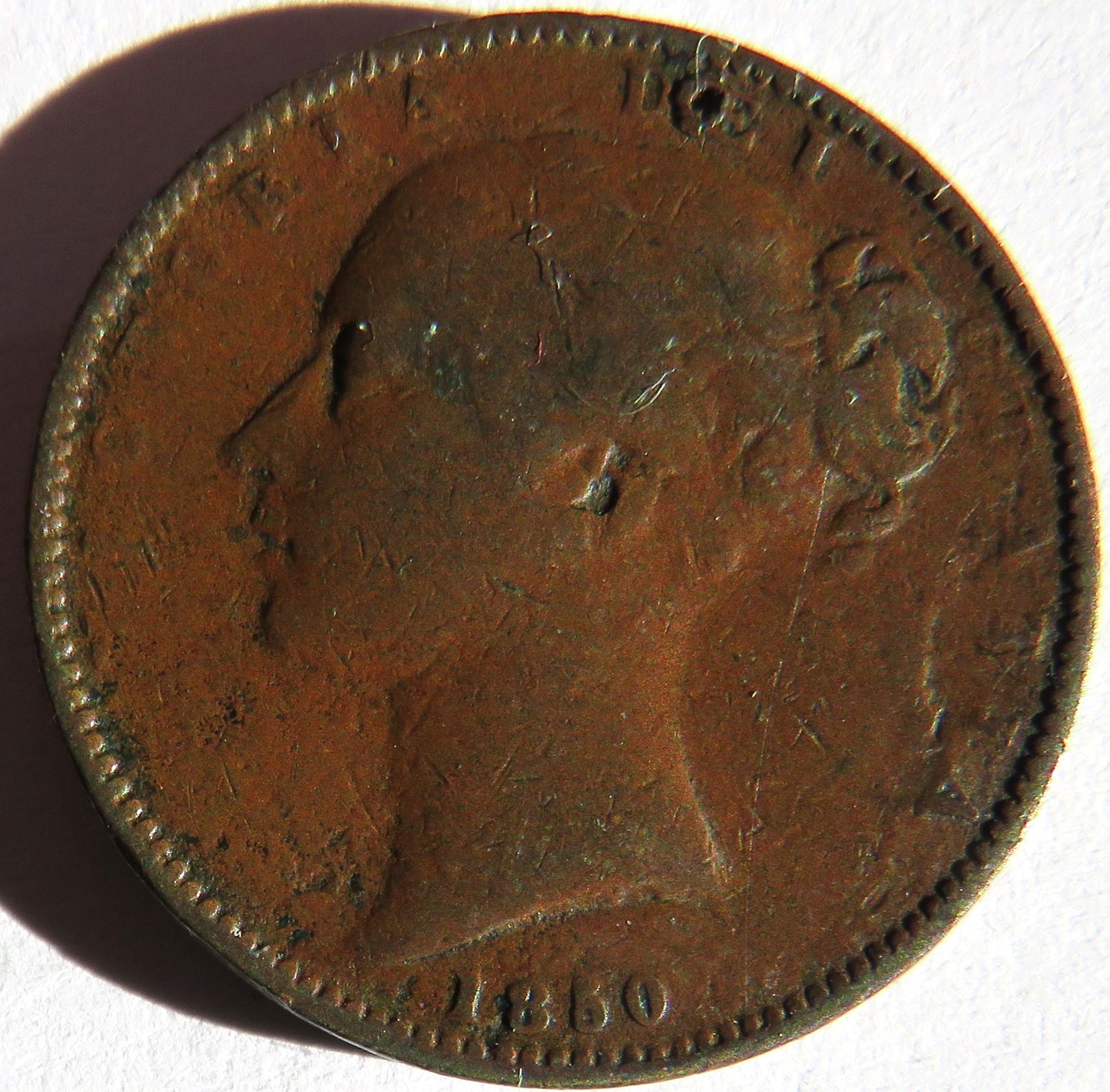 1850 Queen Victoria Young Head Farthing Coin - Great Britain