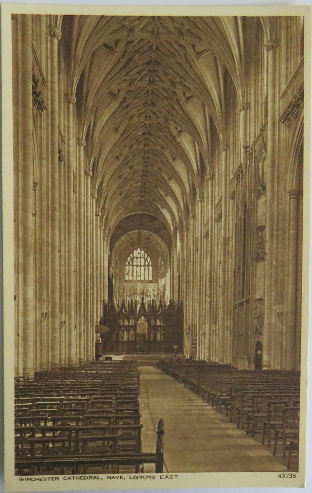 Old Postcard of Winchester Cathedral, Nave Looking East