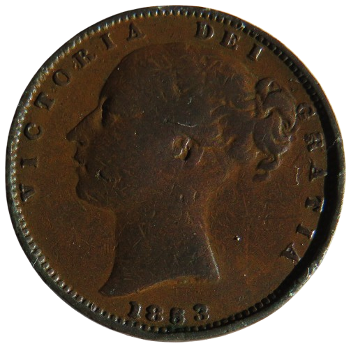 1853 Queen Victoria Young Head Farthing Coin - Great Britain