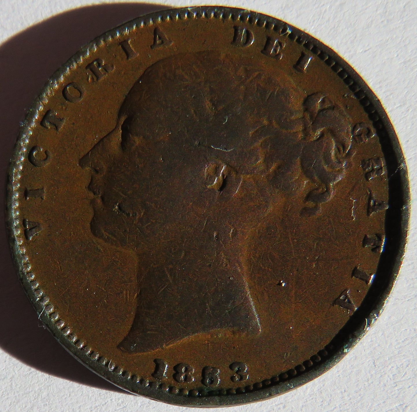 1853 Queen Victoria Young Head Farthing Coin - Great Britain