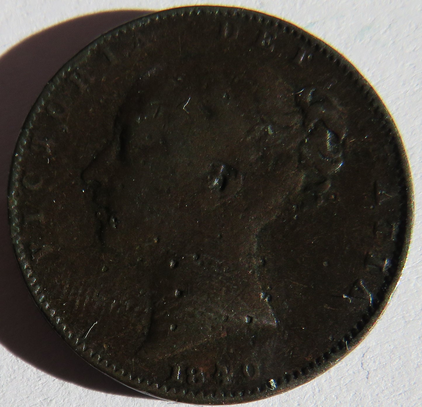 1840 Queen Victoria Young Head Farthing Coin - Great Britain