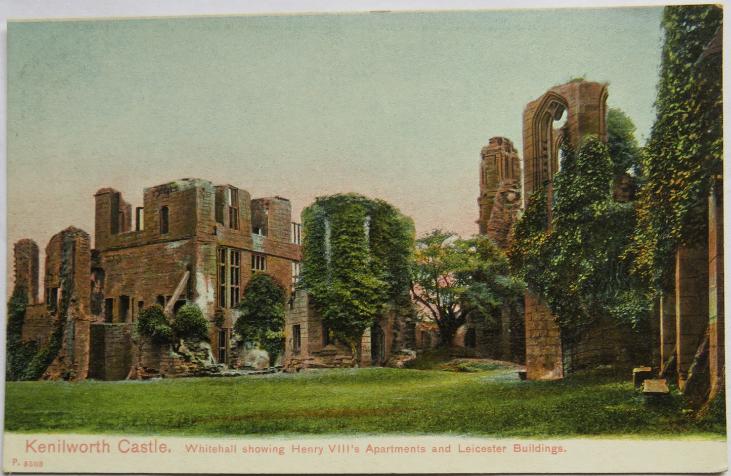 Vintage Postcard of Kenilworth Castle, Whitehall showing Henry VIII's Apartments and Leicester Buildings