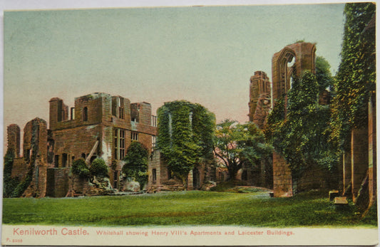 Vintage Postcard of Kenilworth Castle, Whitehall showing Henry VIII's Apartments and Leicester Buildings