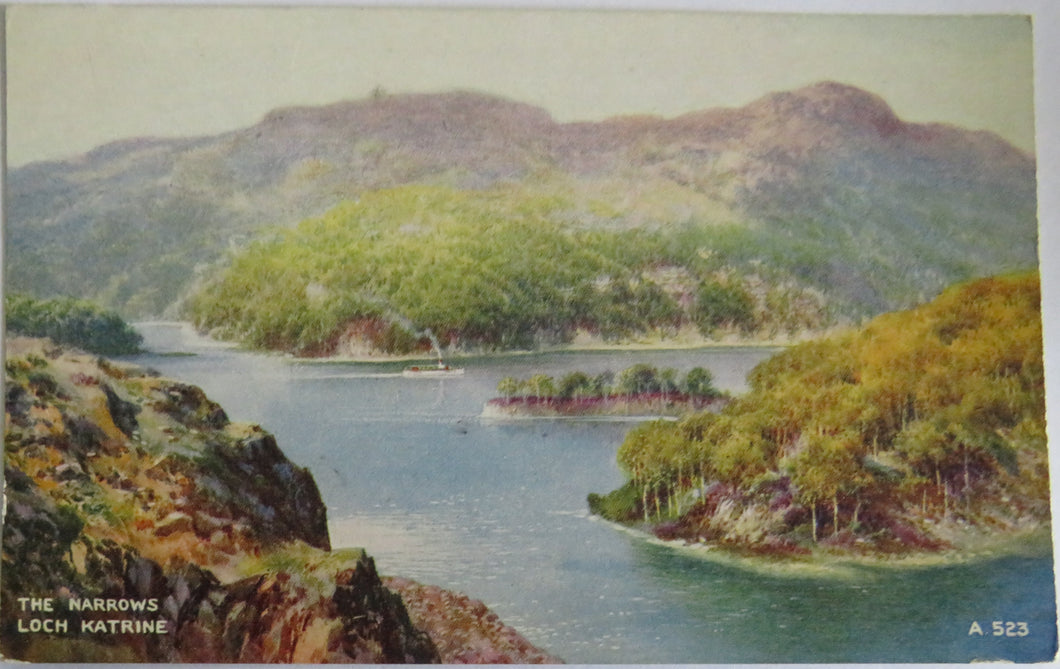 Old Postcard of The Narrows Loch Katrine