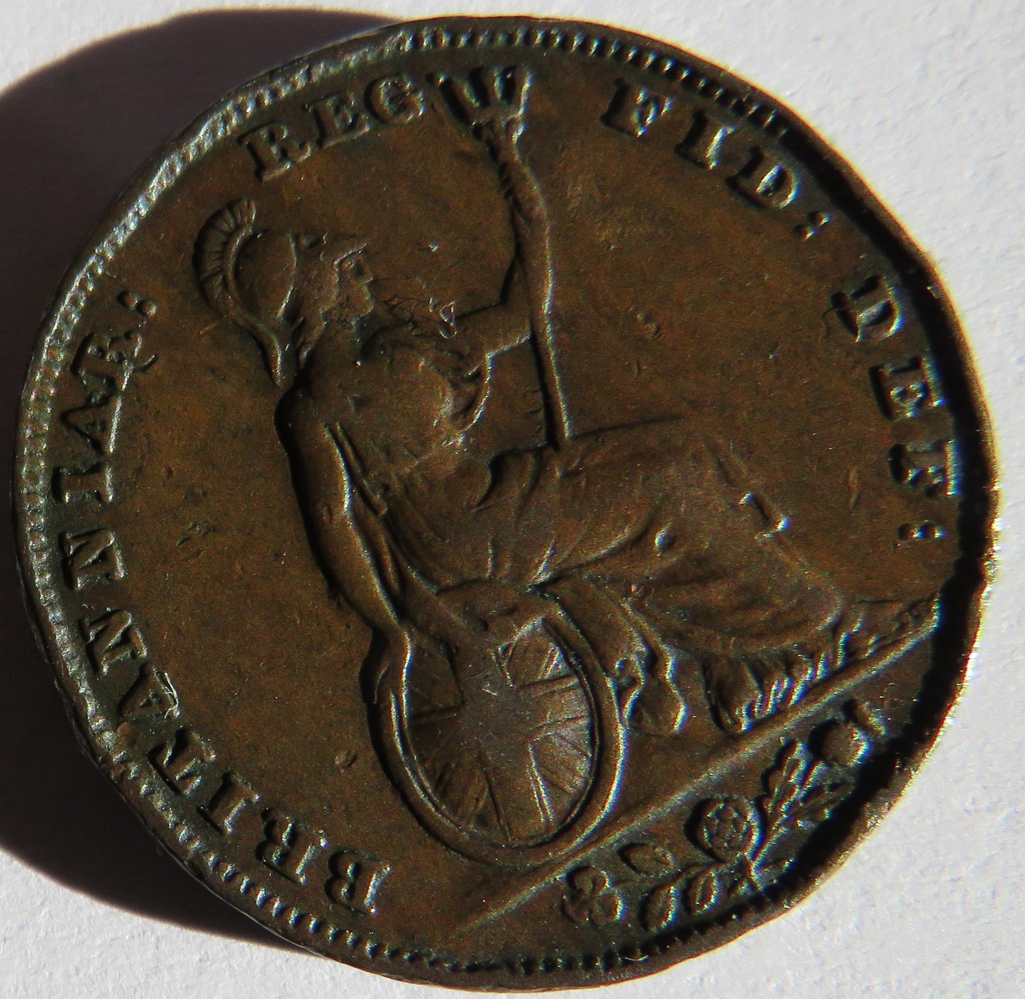 1843 Queen Victoria Young Head Farthing Coin - Great Britain