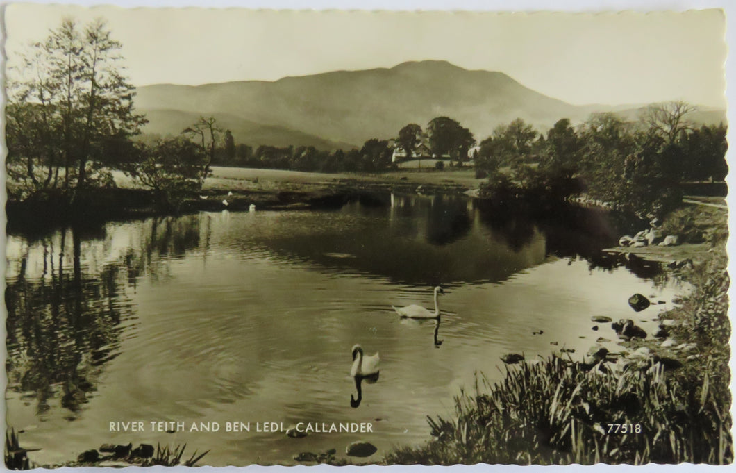 Old Postcard Of River Teith and Ben Ledi, Callander