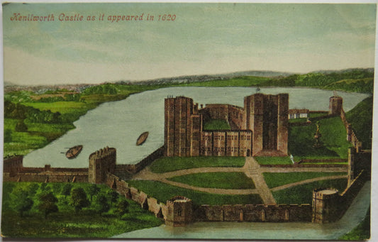 Vintage Postcard of Kenilworth Castle as it Appeared in 1620