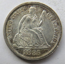 Load image into Gallery viewer, 1885 USA Silver Seated Liberty One Dime Coin In High Grade
