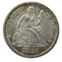 Load image into Gallery viewer, 1885 USA Silver Seated Liberty One Dime Coin In High Grade
