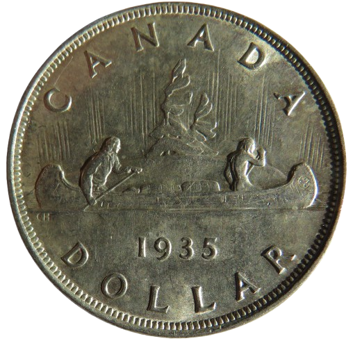 1935 King George V Canada Silver $1 One Dollar Coin